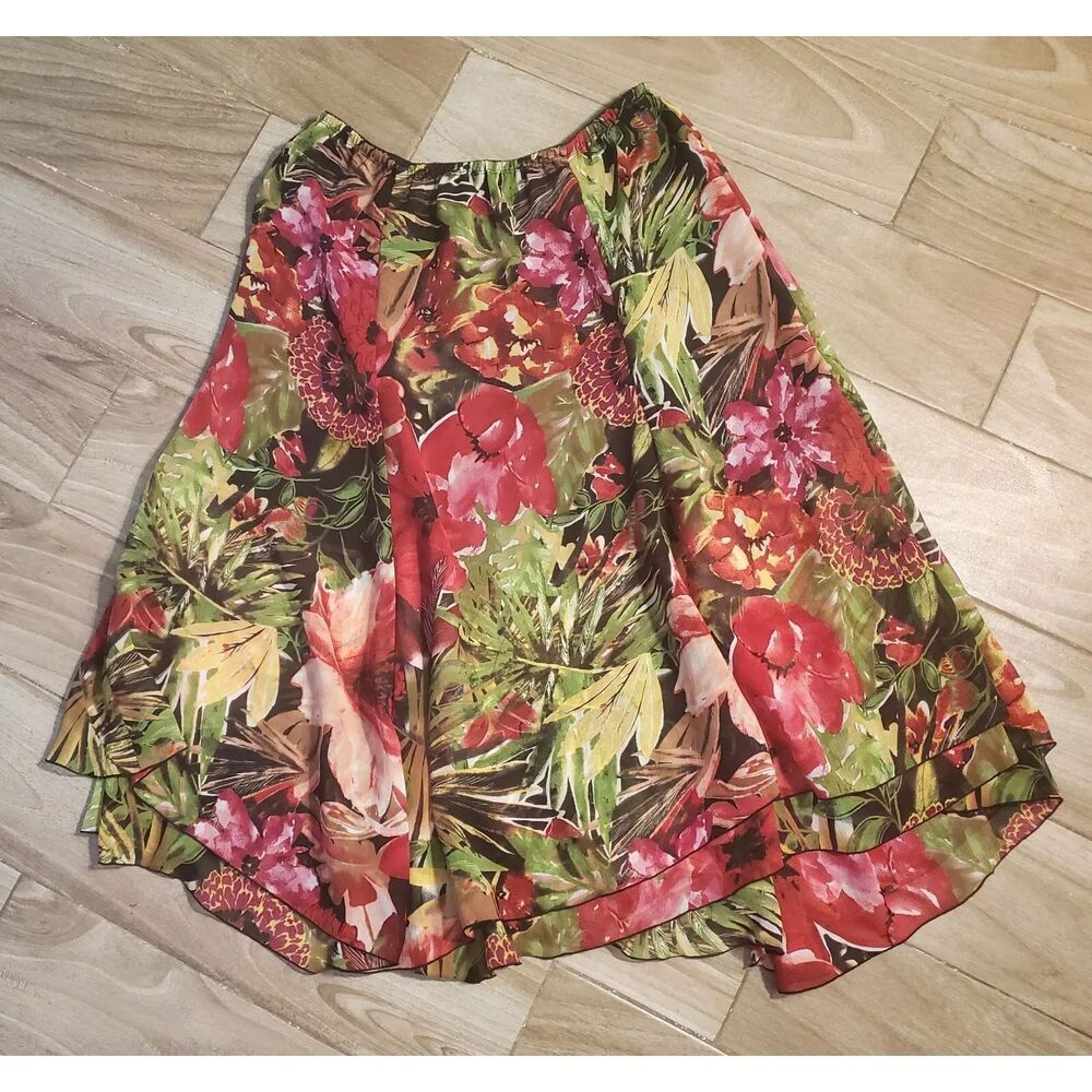 Vintage Chico's Maxi Skirt 1980s Floral Small Made in USA